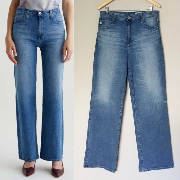 AG Kora High Waist Wide Leg Jeans In Fortunate Blue Women's 31 Designer $235 - Picture 4 of 16